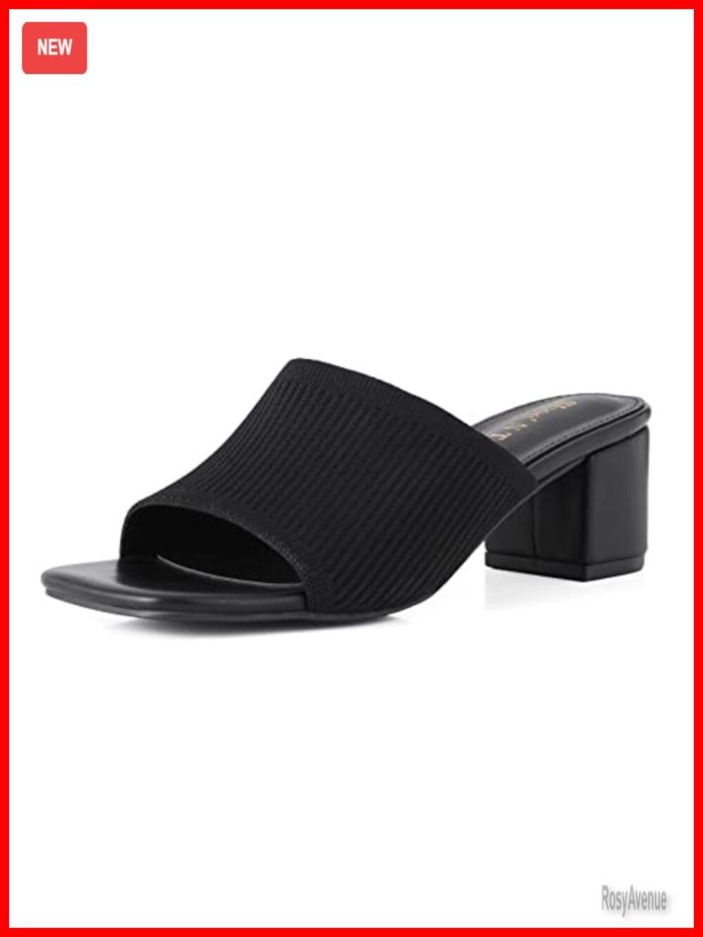 Women's Square Toe Heeled Sandals Mules Low Heel Slip On Knit Shoes